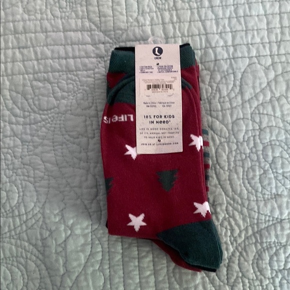 Life Is Good Black and Red Crew Socks with Holiday Designs - Picture 5 of 5